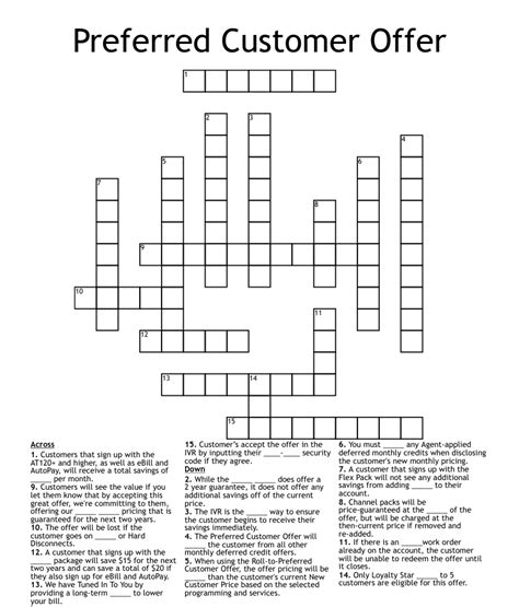Sample Offer Crossword