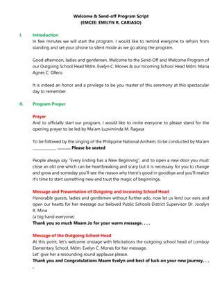 sample opening remarks for send off program in school