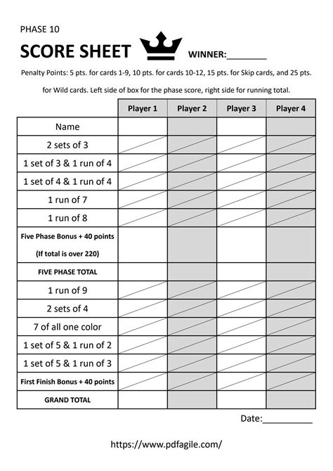 8+ Sample Phase 10 Score Sheet Templates Sample Templates