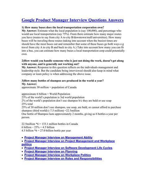 sample product manager interview questions and answers