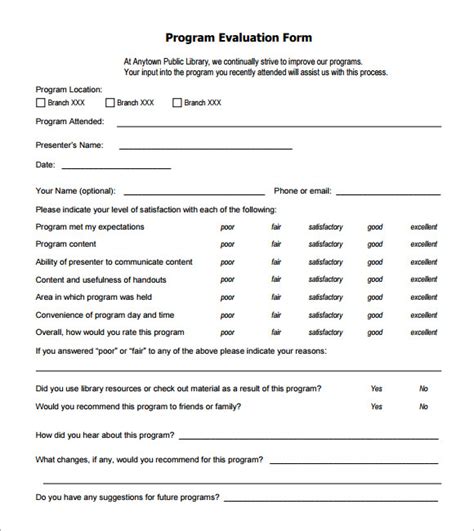 sample program evaluation template