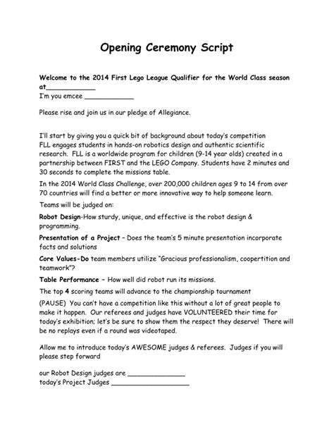 sample program for opening ceremony script