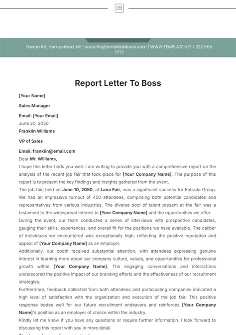 Sample Progress Report Letter To Boss