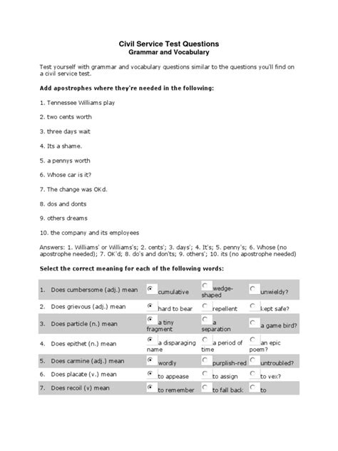 sample questions in civil service exam