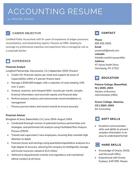 sample resume for accountant