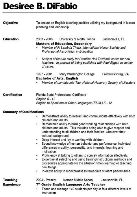 sample resume objective for teacher applicant