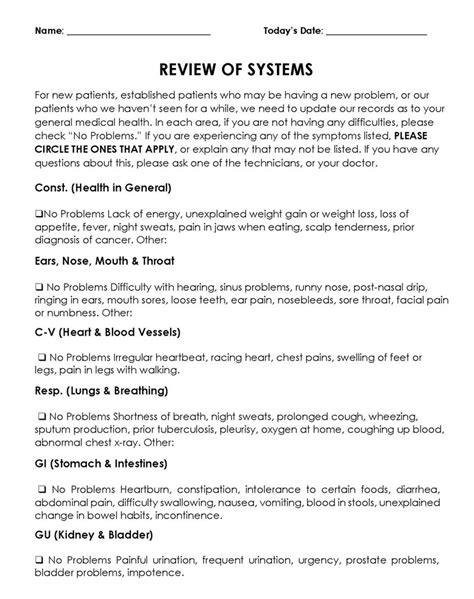 46 Free Review of Systems Templates (+Checklist) ᐅ TemplateLab