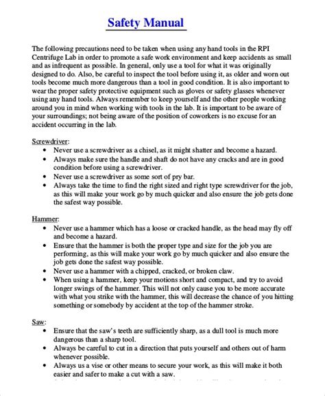 Sample Safety Manual