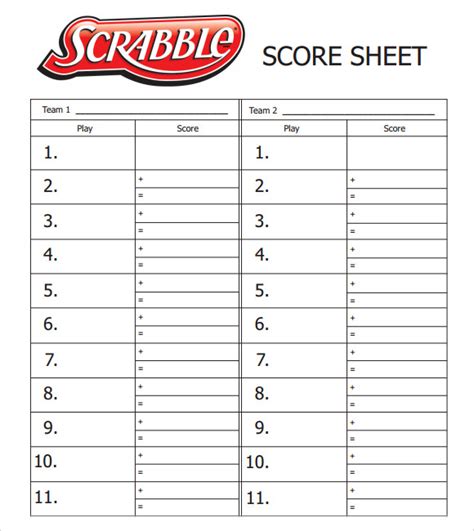 FREE 9+ Sample Scrabble Score Sheet Templates in MS Word PDF
