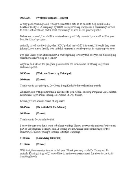 sample script for hosting an event