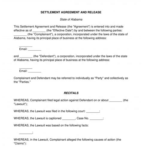 Sample Settlement And Release Agreement
