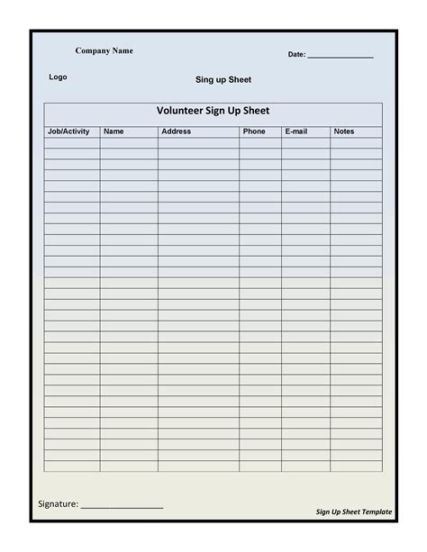 40 Sign Up Sheet / Sign In Sheet Templates (Word & Excel)