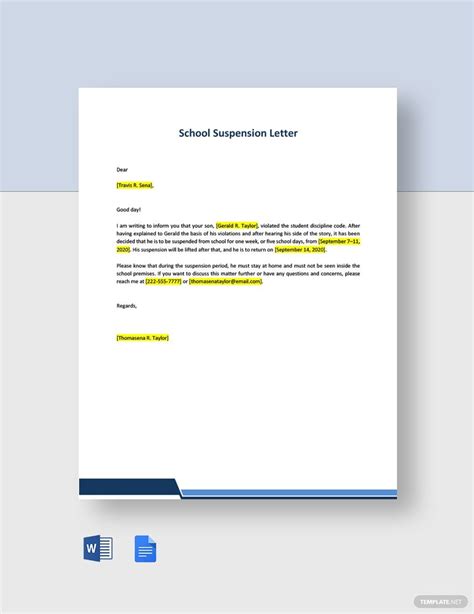 Sample Suspension Letter From School