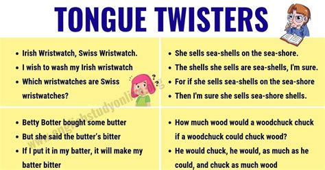 sample tongue twisters in english