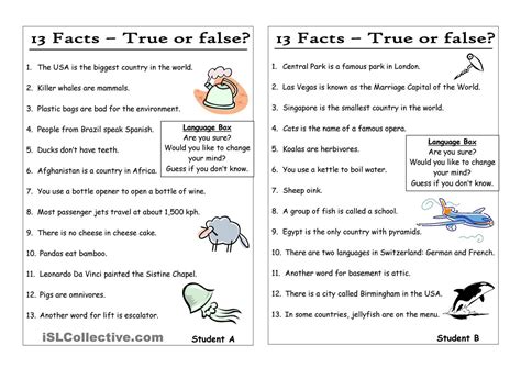 sample true or false questions in english