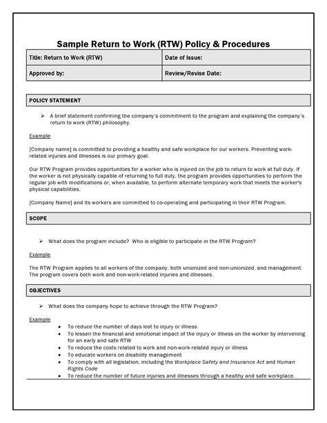 samples and templates for policies procedures and statements