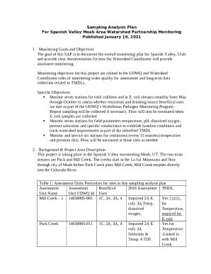 sampling and analysis plan template