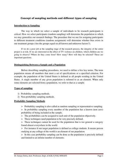 sampling procedure example