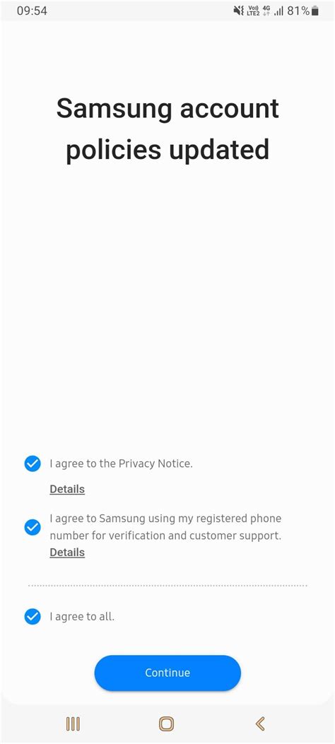 samsung account policies updated