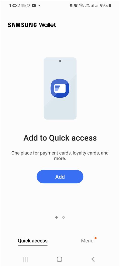 samsung wallet add card to quick access