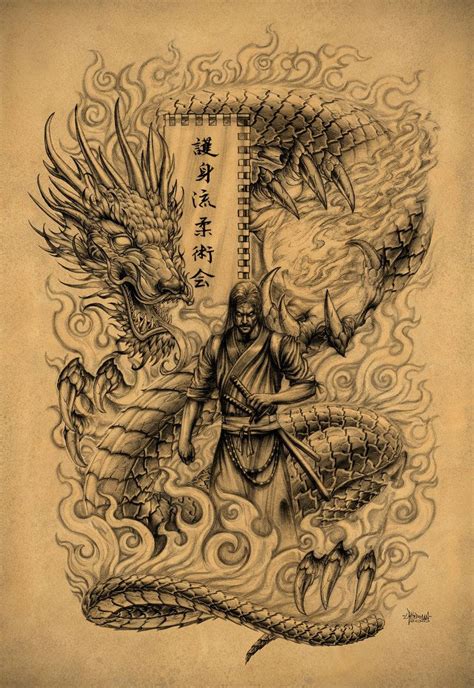 4 Samurai Fighting Dragon Tattoo MeaningTattoo Themes Idea Tattoo