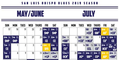 2020 SLO Blues Schedule Calendar San Luis Obispo Chamber of Commerce