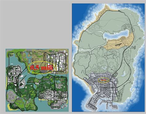 san andreas map vs gta 5