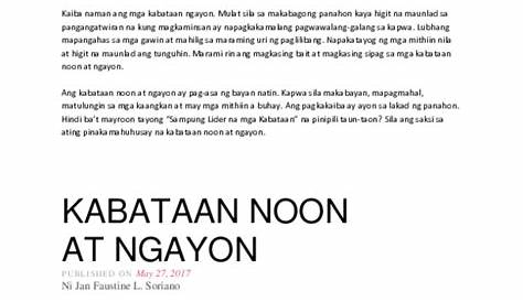 Katangian Ng Kabataan Noon At Ngayon - MosOp