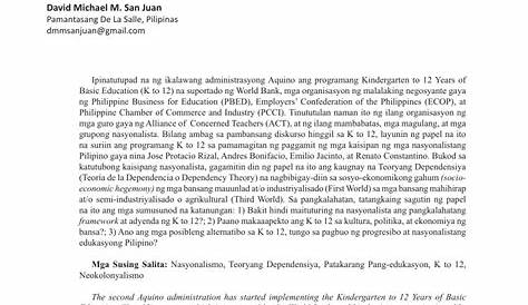 Sanaysay Tungkol Sa Nasyonalismo Sa Pilipinas