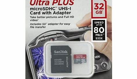 SanDisk Ultra Plus microSDHC UHS1 Memory Card with