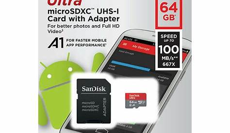 Ultra 64GB Micro SDXC UHSI Card with Adapter 100MB/s U1