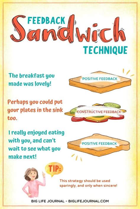 sandwich method feedback examples for students