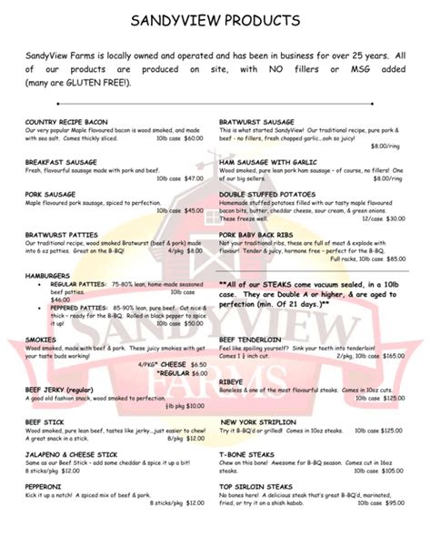 sandyview farms products