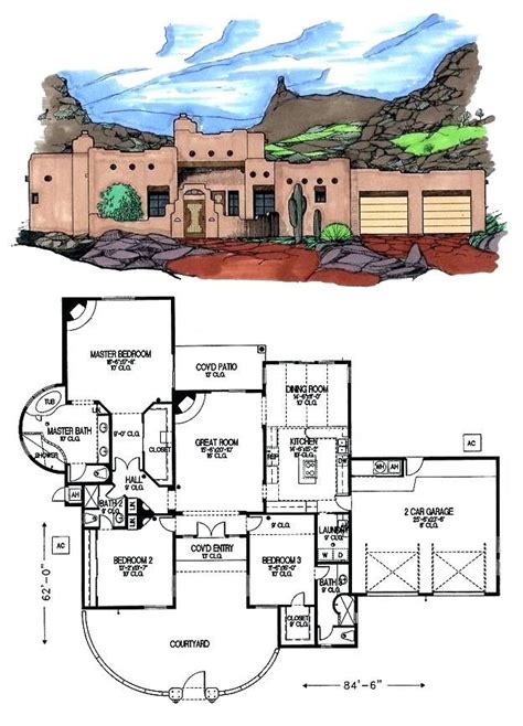 Santa Fe House Plan 71652 Total Living Area 1841 sq. ft., 3 bedrooms