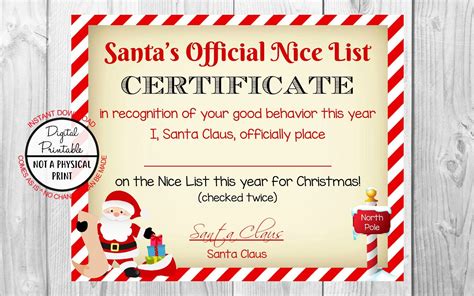 7 Best Images of Santa Nice List Certificate Printable Free Printable