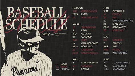 santa clara university baseball schedule 2023