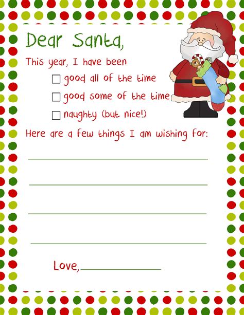 santa claus letter to child template