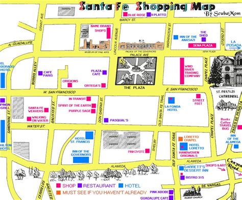 santa fe new mexico map of shopping