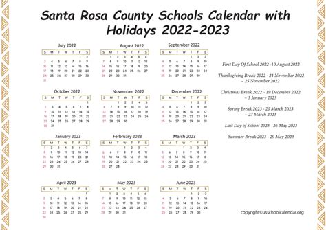 santa rosa county calendar 2023-24