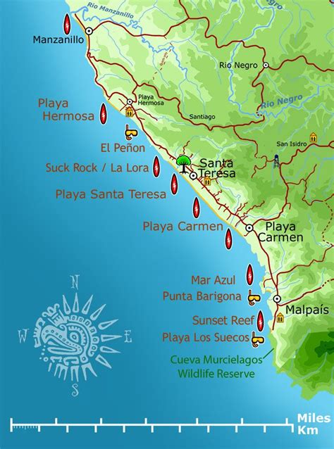 santa teresa beach costa rica map