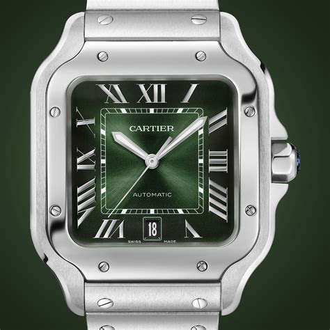 santos de cartier green dial wristwatch