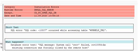 Sap Bw Dbsql_Sql_Error Cx_Sy_Open_Sql_Db