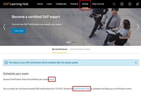 sap certification hub access