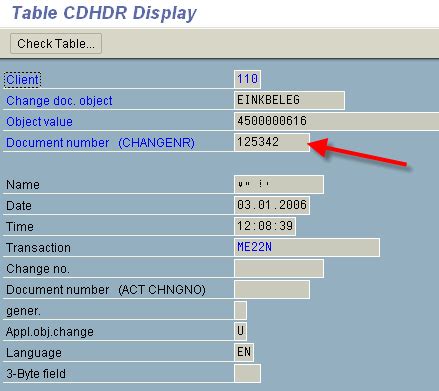 Sap Change Table Cdhdr