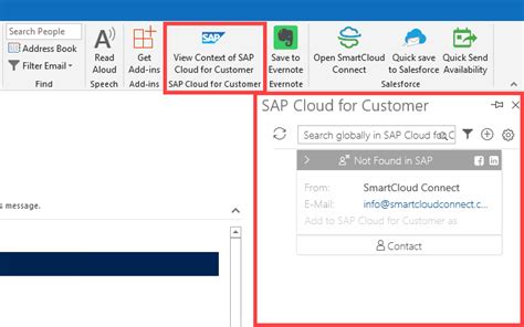 sap cloud for customer outlook add in