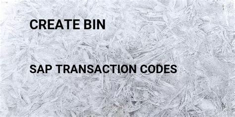 Sap Create Bin Tcode