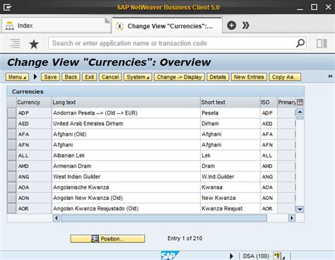 sap currency iso code table