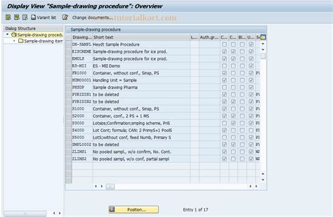 sap display sampling drawing procedure tcode