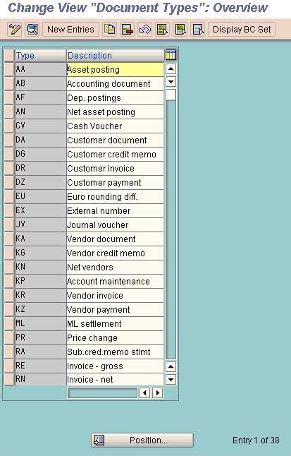 sap doc type description table