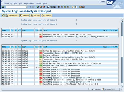 Sap Error Log Table